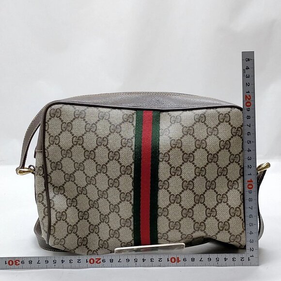 Vintage Gucci Clutch Sherry Line Brown PVC Crossbody Bag mon621-101625 - Picture 2 of 16